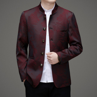 女儿结婚礼服爸爸装毛呢外套中年喜公公岳父新娘父亲婚宴穿秋冬装