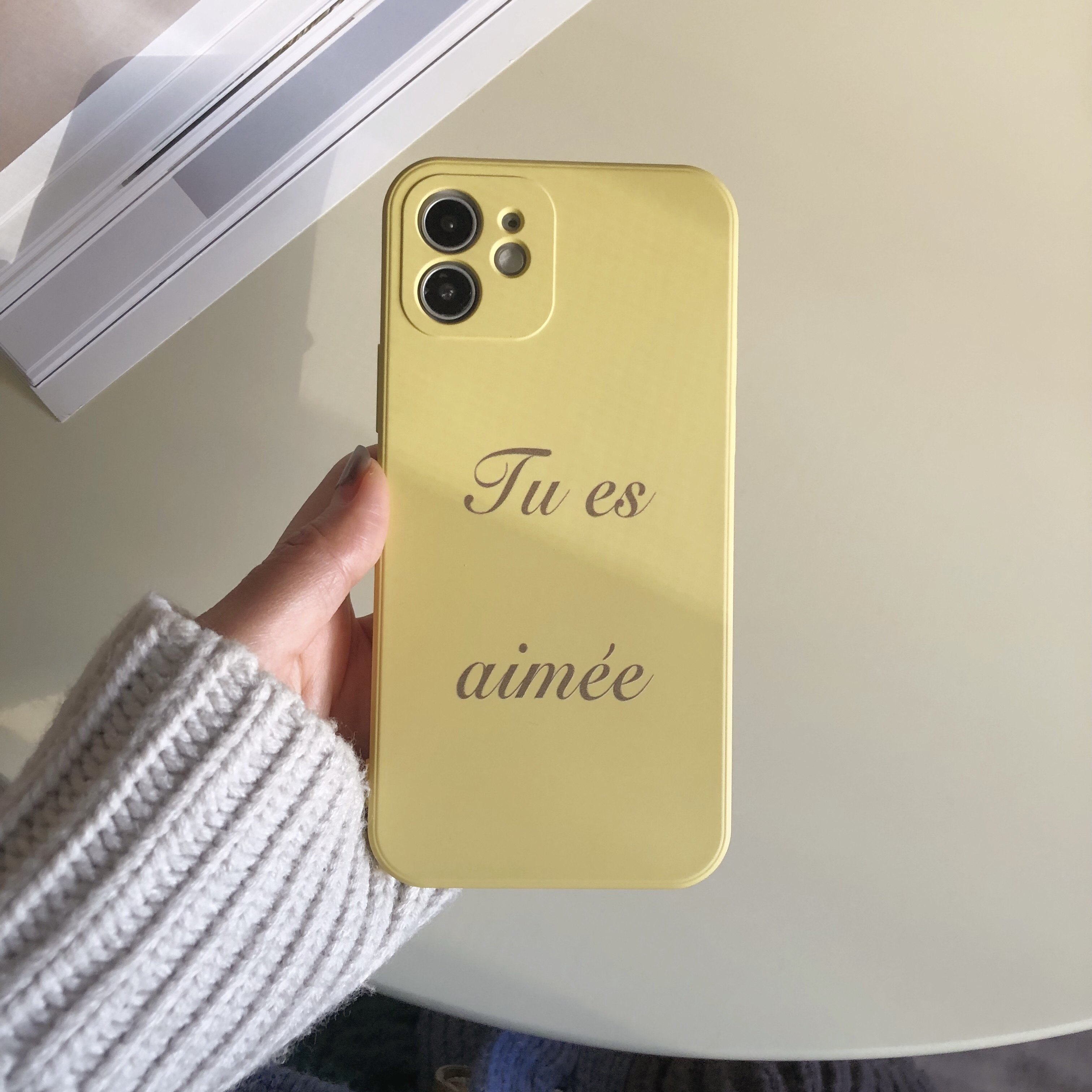 你被爱着｜法语原创手机壳 modemoiselle法式黄色手机壳 液态硅胶软壳 镜头全包 柠檬黄治愈ins风,3C数码配件,手机保护套/壳,淘宝优惠券,粉丝福利购,淘宝优惠卷