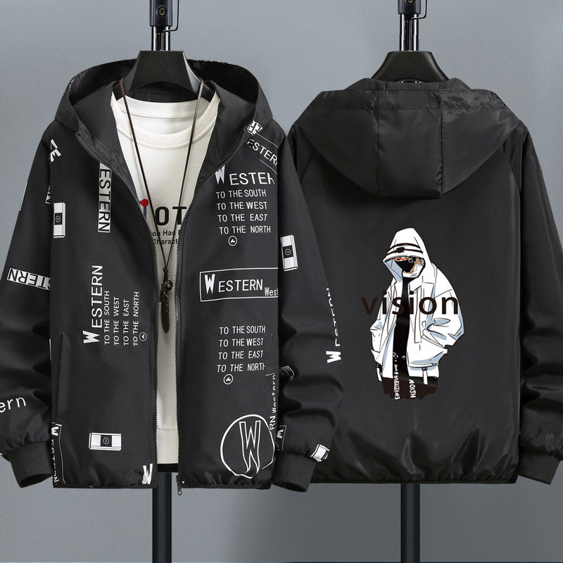 春秋外套男两面穿韩版潮流帅气百搭宽松学生衣服秋季男装上衣褂子