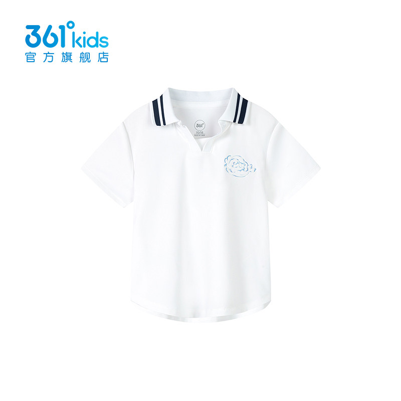361度女童撞色翻领polo衫短袖T恤夏季条纹假两件上衣K62524204图片