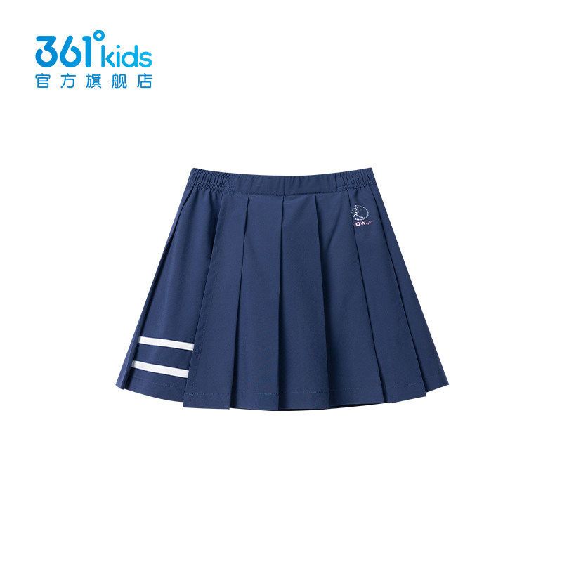 361度女童学院风百褶半身裙2026春夏运动休闲百搭短裙K62521515