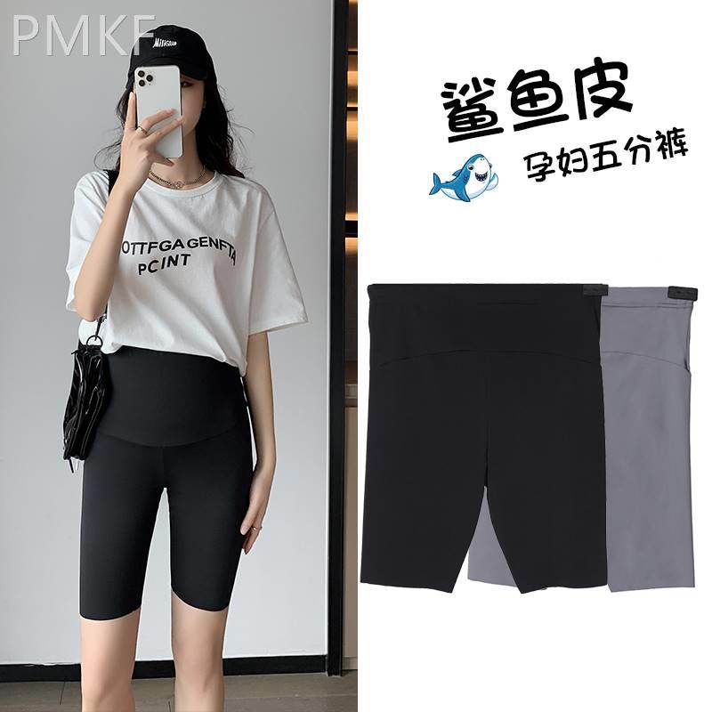 孕妇打底裤夏季薄款五分裤时尚潮妈外穿托腹鲨鱼裤安全裤短裤夏装