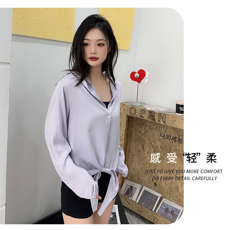 人棉连帽长袖开衫女士夏季薄款外套纯色棉绸防晒衣系扣空调罩衫