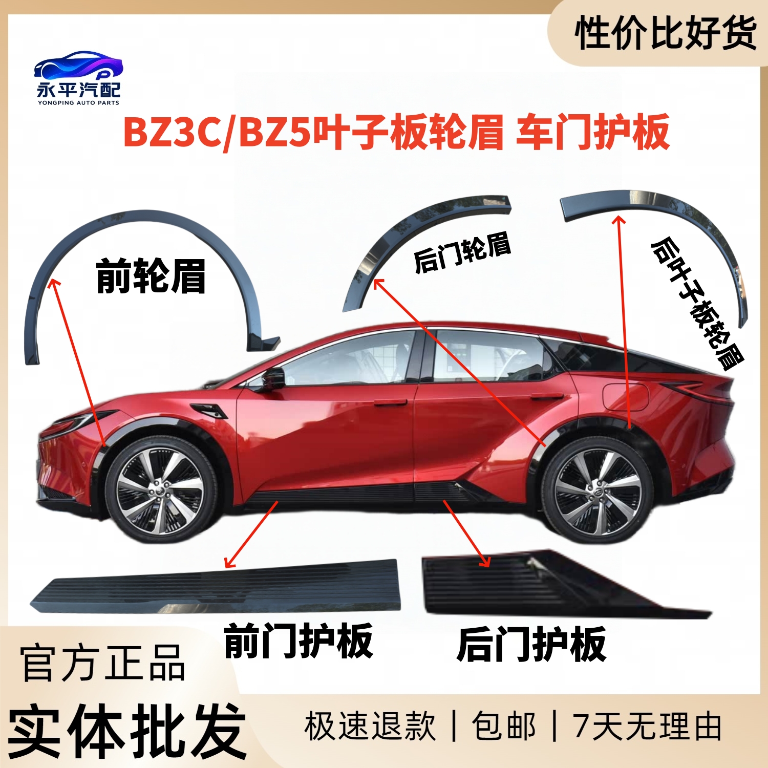 BZ5原车轮眉车门护板烤漆批发价