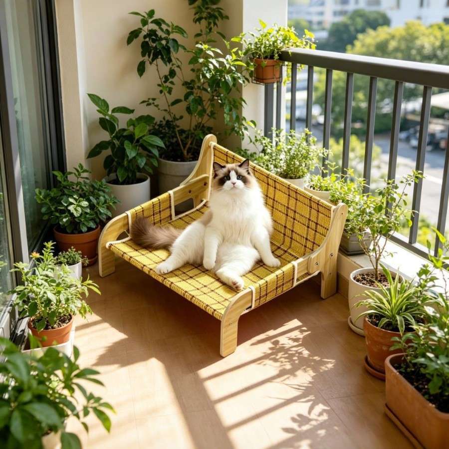 凉席躺椅猫窝夏季藤编猫床吊床夏天猫咪沙发睡窝四季通用宠物椅子