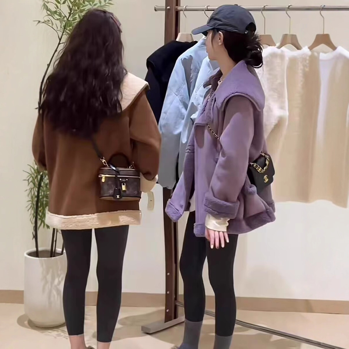 韩版设计感大翻领皮毛一