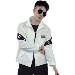 JK001-特批78 2021春季男士夹克青年潮流休闲拼色个性百搭外套黑图片