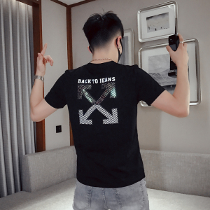 T25-P452021夏季潮流短袖男修身个性反光印花百搭时尚体恤衫1
