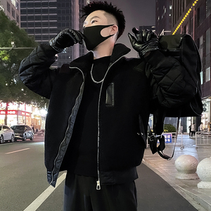 MY83-P158 假两件男士拼接棉衣外套2023保暖新款爆潮流高档百搭2图片