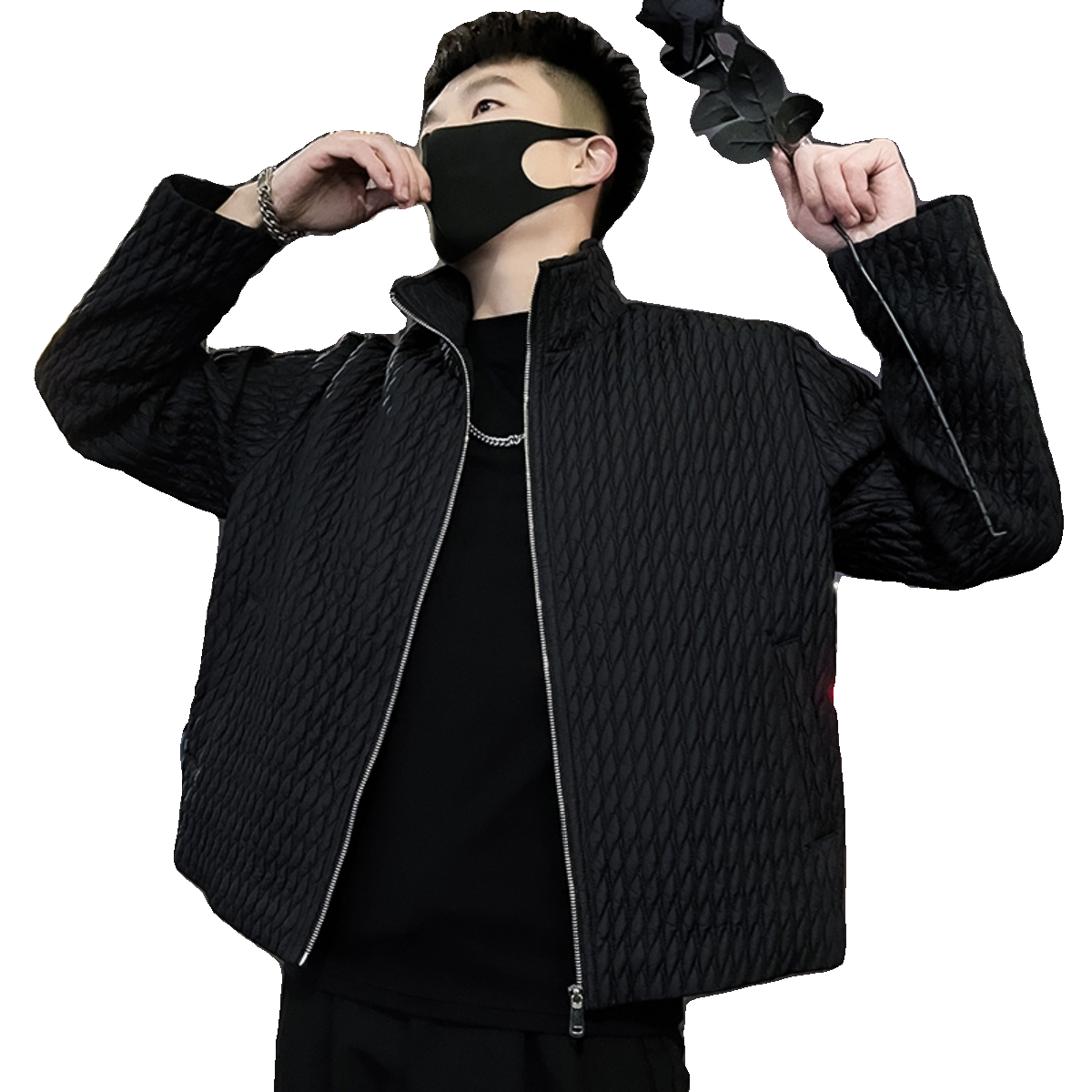 K03-P105高端褶皱外套男立领春秋季男装上衣2024新款潮牌痞帅,男装夹克,电商A257