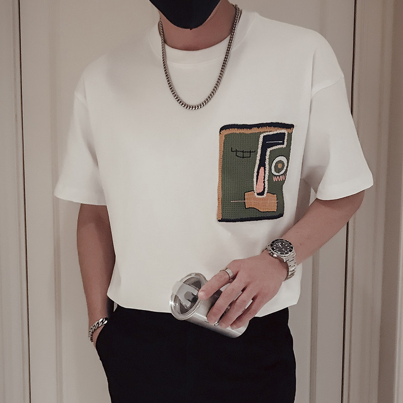 T45-P48新款潮牌短袖男夏季纯圆领男装半袖上衣夏装重磅半袖T3,男装T恤,电商A257
