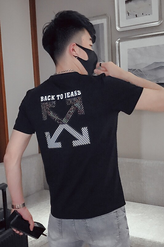 T25-P452021夏季潮流短袖男修身个性反光印花百搭时尚体恤衫2,男装T恤,电商A257