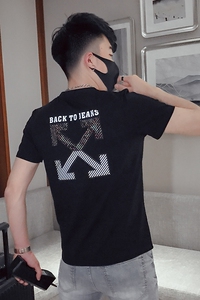 T25-P45 2021夏季潮流短袖男修身个性反光印花百搭时尚体恤衫2图片