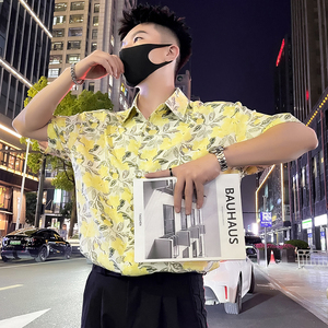 CX12-P48 夏季冰丝速干男短袖垂感寸衫夏威夷度假花色男装新款图片