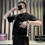 X45-P48夏季拼接短袖T恤ins撞色半袖2024新款男装上衣潮流痞帅1，男装T恤，电商A257