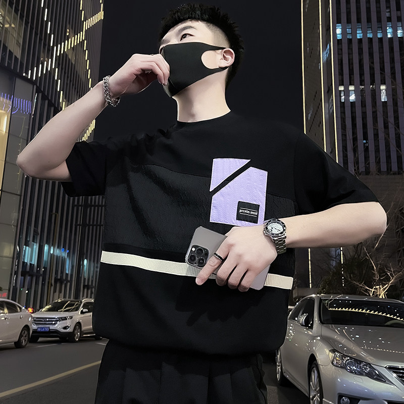 X31-P58设计感T恤男短袖潮牌夏季男装衣服2024新款男装上衣暗黑,男装T恤,电商A257