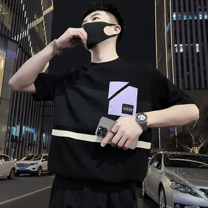 X31-P58 设计感T恤男短袖潮牌夏季男装衣服2024新款男装上衣暗黑图片