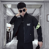JK001-特批782021春季男士夹克青年潮流休闲拼色个性百搭外套黑，男装夹克，电商A257