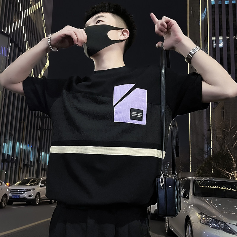 X31-P58设计感T恤男短袖潮牌夏季男装衣服2024新款男装上衣暗黑,男装T恤,电商A257