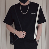 T69-P55刺绣短袖夏季拼接2023新款潮流圆领T恤ins潮牌休闲上衣1，男装T恤，电商A257