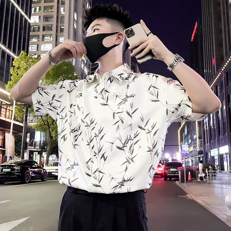 CX13-P48夏季冰丝速干短袖垂感寸衫夏威夷度假花色男装2024新款，男装衬衫，电商A257