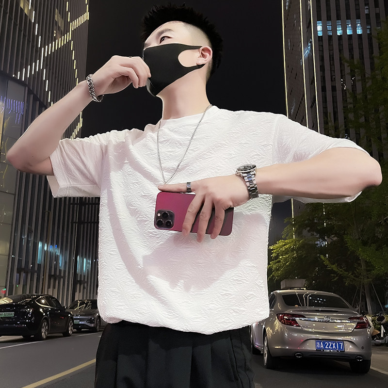 X55-P48高级感T恤男ins潮牌短袖痞帅男装上衣2024新款夏季薄款2,男装T恤,电商A257