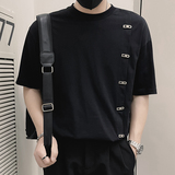 X47-P58金属装饰T恤男美式短袖ins潮牌2024新款夏季男装，男装T恤，电商A257