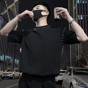 X23-P58 高级感铆T恤男短袖美式潮牌男装上衣2024新款潮流半袖2图片