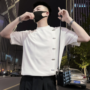 X47-P58 金属装饰T恤男重磅短袖ins潮牌男装上衣2024新款休闲3图片