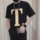 AT39-P48网红潮牌T恤男士2024新款字母短袖休闲百搭上衣2，男装T恤，电商A257