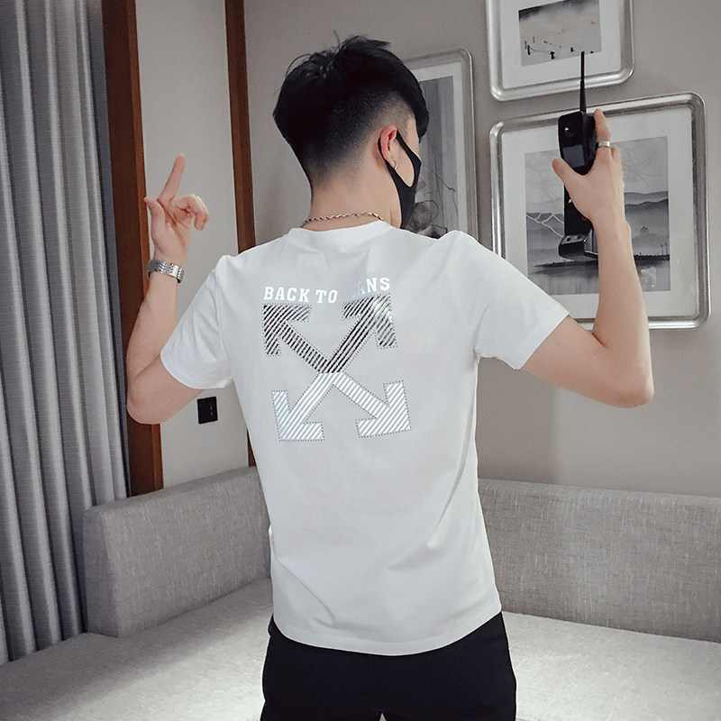T25-P452021夏季潮流短袖男修身个性反光印花百搭时尚体恤衫1,男装T恤,电商A257