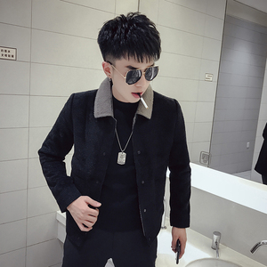 K88-P155 2020妮子衣短款秋冬新款外套男韩版休闲时尚加厚夹克,男装毛呢大衣,电商A257