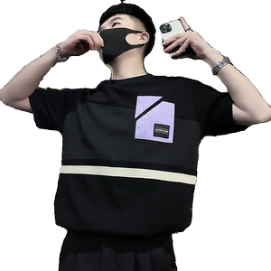 X31-P58 设计感T恤男短袖潮牌夏季男装衣服2024新款男装上衣暗黑1图片