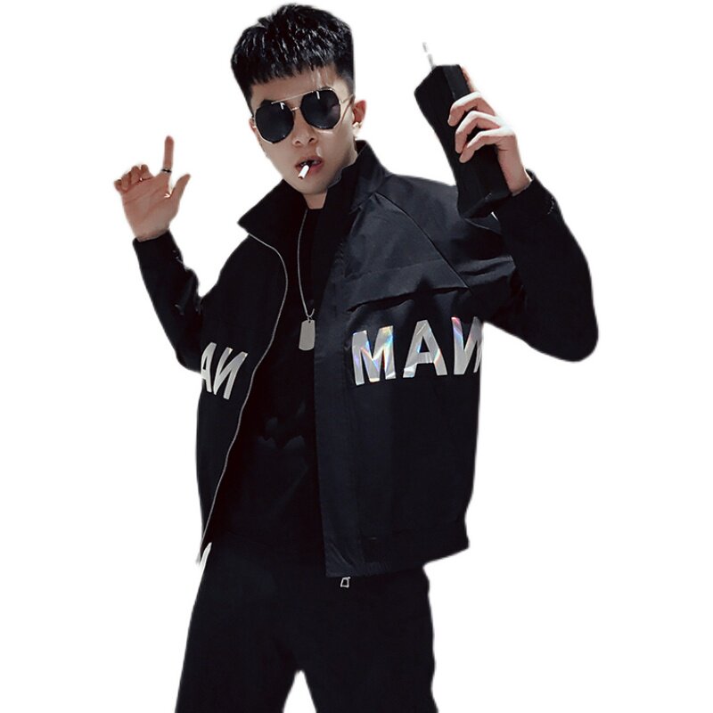 JK808-P105秋季男士夹克外套潮流潮牌亮片网红时尚社会小伙上衣,男装夹克,电商A257