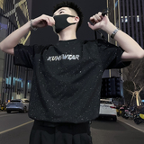 X32-P48满天星T恤男短袖潮牌夏季男装衣服2024新款男装上衣烫钻1，男装T恤，电商A257