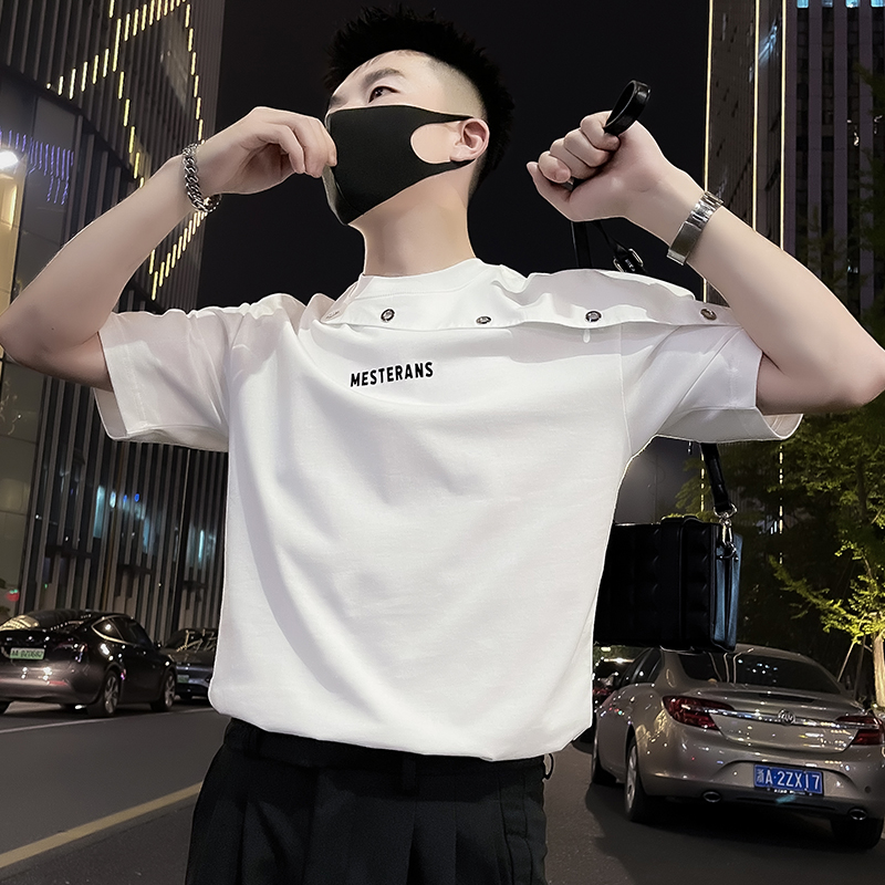 X52-P58设计感T恤男ins潮牌短袖2024新款夏季男装上衣痞帅气3，男装T恤，电商A257