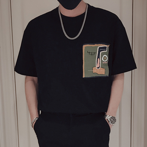 T45-P48 新款潮牌短袖男夏季纯圆领男装半袖上衣夏装重磅半袖T图片