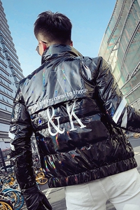 MY818特 羽绒服潮男七彩亮面韩版潮流网红社会小伙外套图片