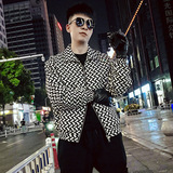 J37-P88新款男士外套百搭翻领黑白格子夹克潮牌潮流痞帅气秋1，男装夹克，电商A257