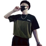 T30-P48夏季拼接T恤男潮牌宽松个性流行2023新款夏装潮流休闲2，男装T恤，电商A257