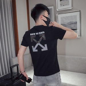 T25-P45 2021夏季潮流短袖男修身个性反光印花百搭时尚体恤衫1图片