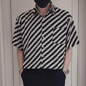 T66-P58潮牌衬衫男夏季半袖男装衣服2023新款潮流潮牌衬衫帅1