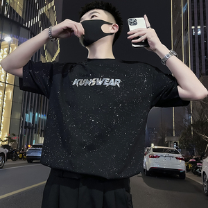 X32-P48 满天星T恤男短袖潮牌夏季男装衣服2024新款男装上衣烫钻1图片