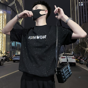 X32-P48 满天星T恤男短袖潮牌夏季男装衣服2024新款男装上衣烫钻1图片