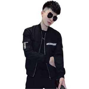 JK003-特批98 2021春季男士外套修身潮流青春帅气反光炸接夹克.白图片