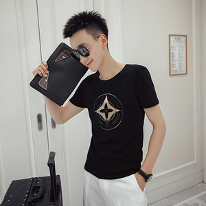 T29-P45 2021夏季新款潮流短袖男时尚休闲半袖反光体恤1图片