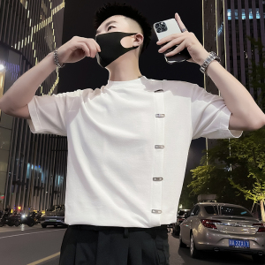 X47-P58 金属装饰T恤男重磅短袖ins潮牌男装上衣2024新款休闲3图片