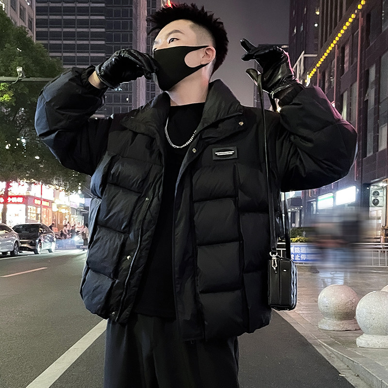 MY85-P248黑白撞色羽绒服男2024新款潮牌加厚立领外套冬季潮流3,男装羽绒服,电商A257