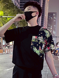 T82-P58拼接青少年短袖男夏季2023新款圆领T恤设计感小众潮牌，男装T恤，电商A257