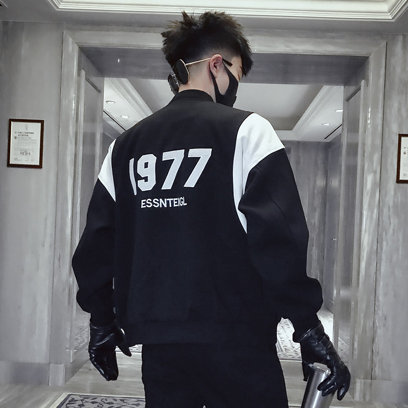J01-特P128男士春秋新款2022潮流时尚韩版拼色数字立领外套潮牌,男装夹克,电商A257